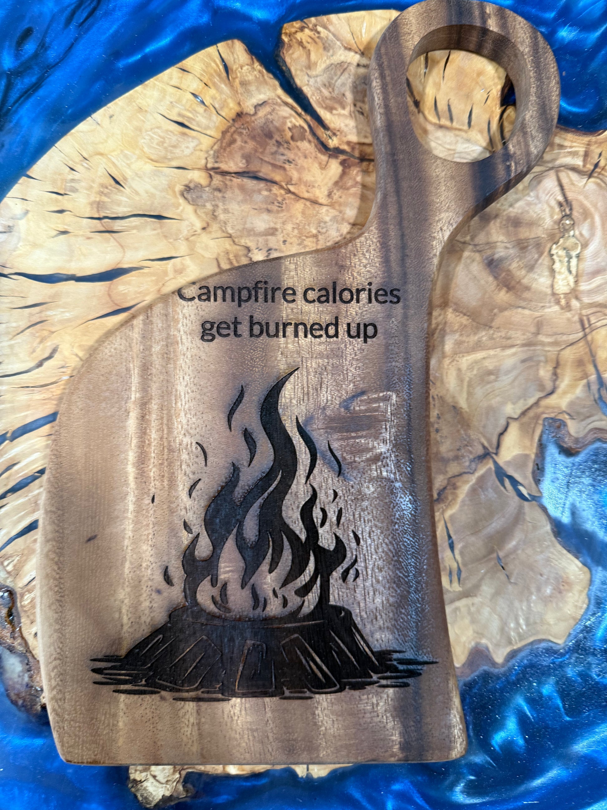Unique Campfire Cutting Board – Engraved Gift for Campers, Grilling & Outdoor Lovers - Our3Designs
