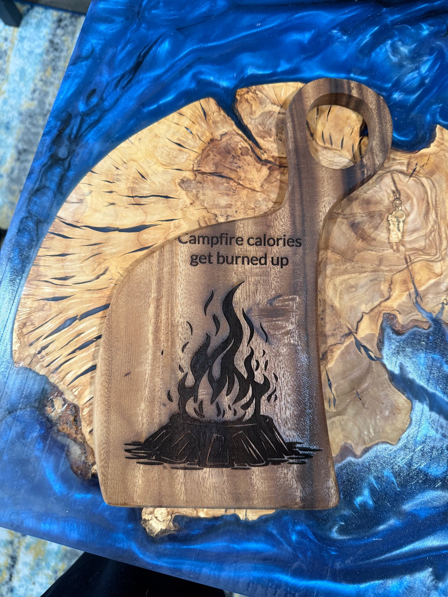 Unique Campfire Cutting Board – Engraved Gift for Campers, Grilling & Outdoor Lovers - Our3Designs