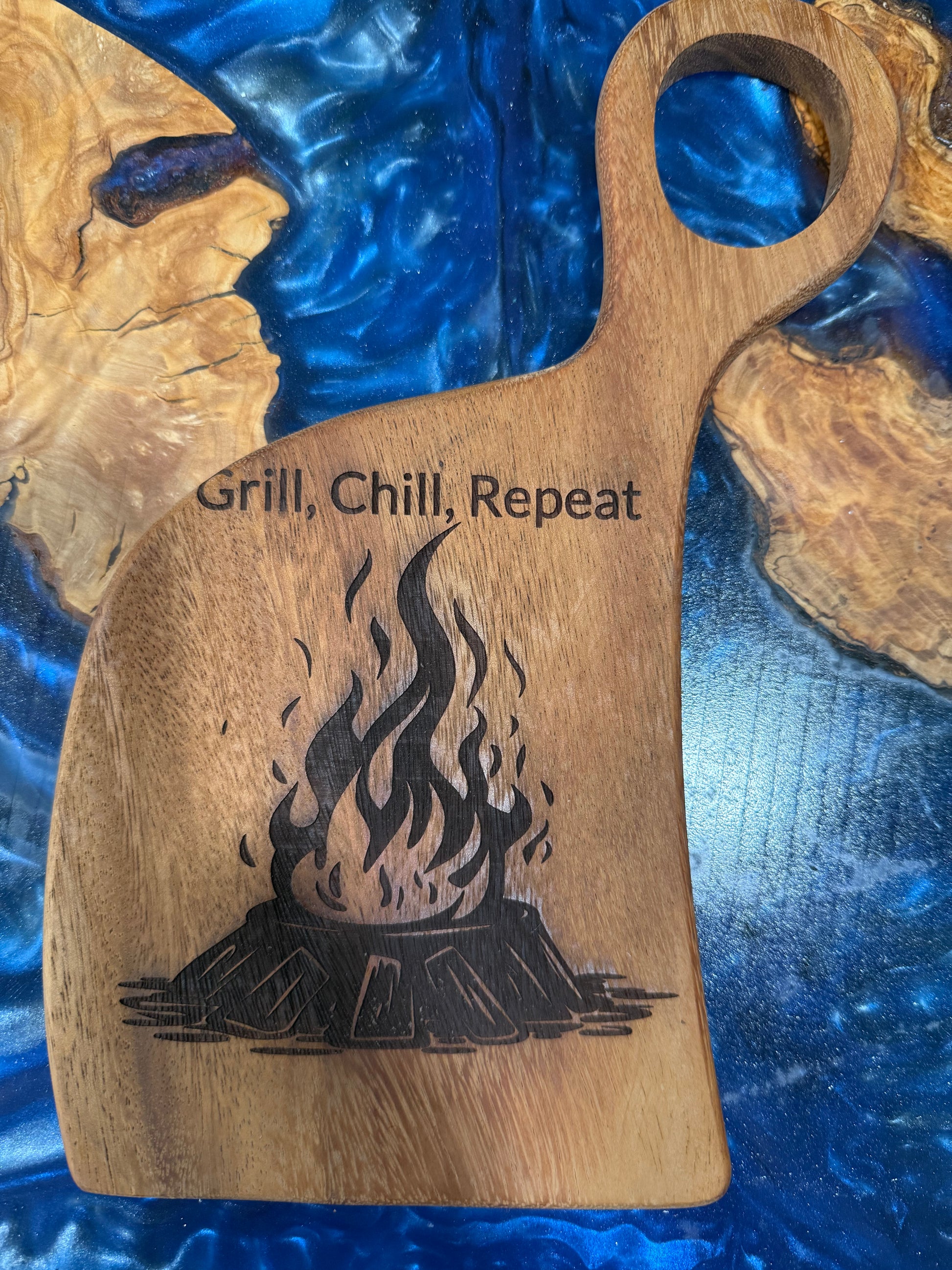 Unique Campfire Cutting Board – Engraved Gift for Campers, Grilling & Outdoor Lovers - Our3Designs
