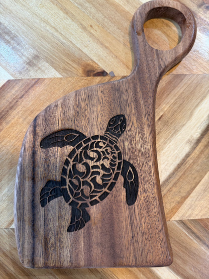 Sea Turtle Cutting Board – Funny Engraved Gift, “Shell Yeah!”, Coastal Kitchen Decor - Our3Designs