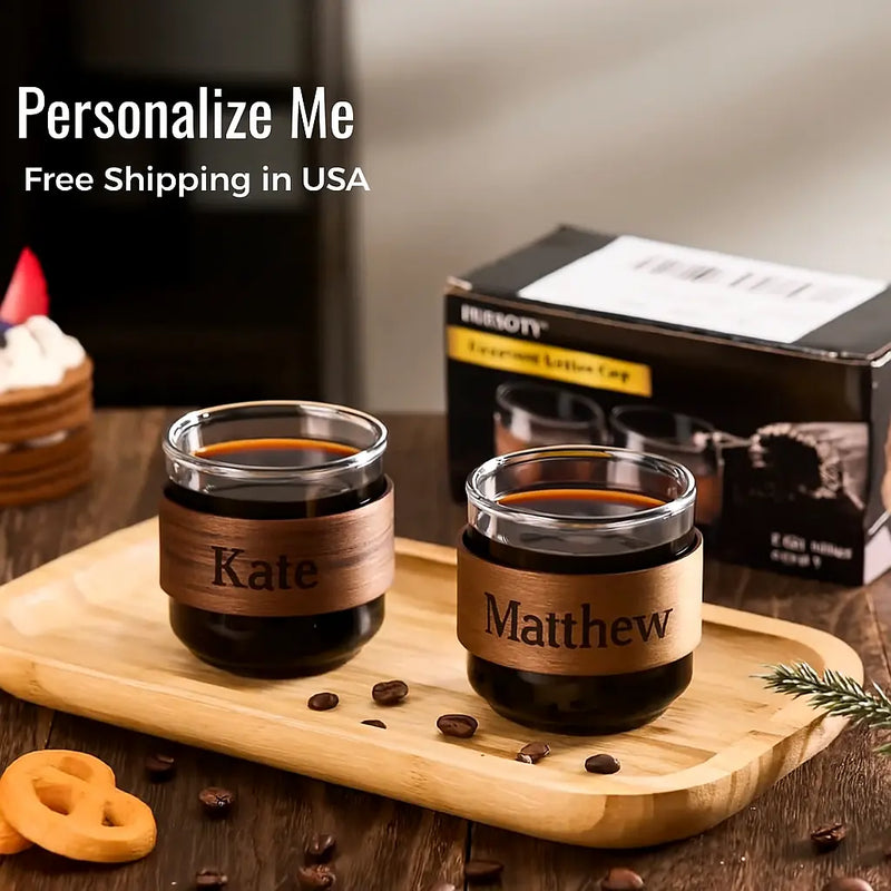 Personalized Espresso Glass Set – Custom Name Cups - Our3Designs