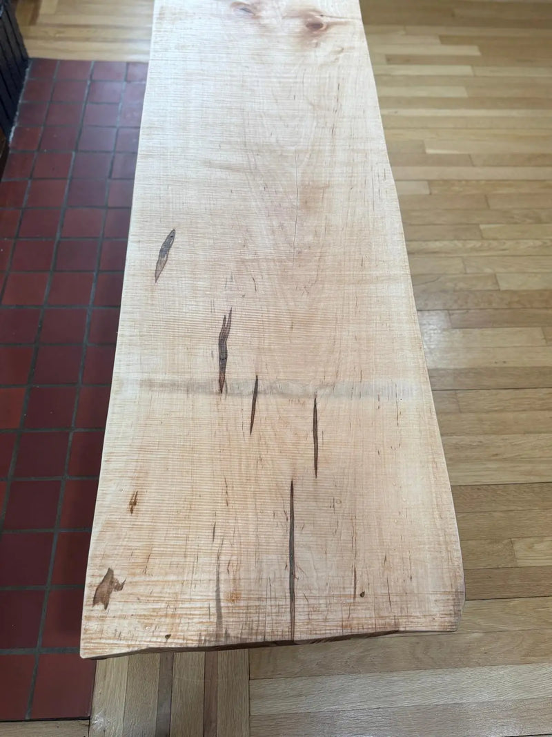 Live Edge Silver Maple Coffee Table 60x24 – Modern Rustic Decor – Handmade Wood Furniture Our3Designs