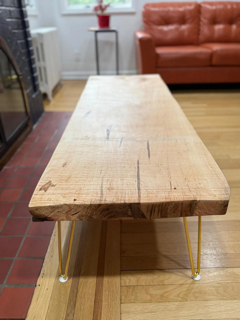 Live Edge Silver Maple Coffee Table 60x24 – Modern Rustic Decor – Handmade Wood Furniture Our3Designs