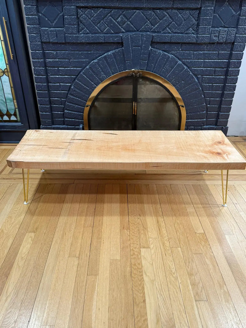 Live Edge Silver Maple Coffee Table 60x24 – Modern Rustic Decor – Handmade Wood Furniture Our3Designs