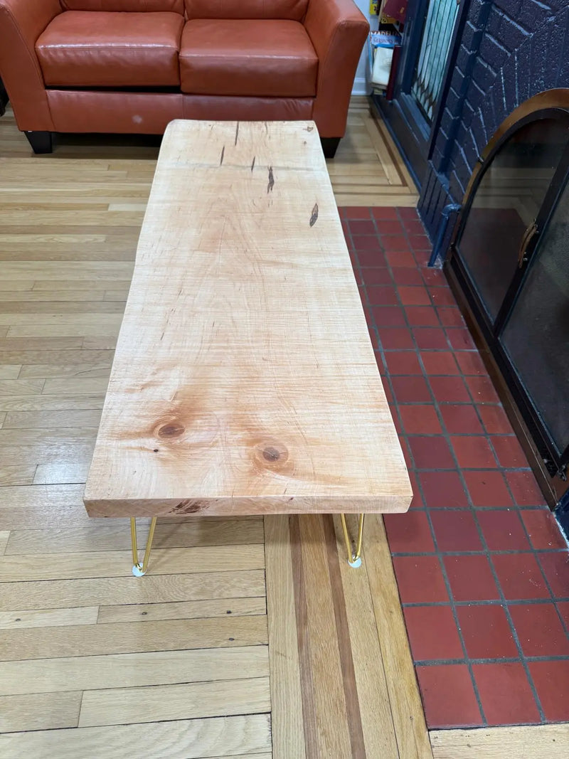 Live Edge Silver Maple Coffee Table 60x24 – Modern Rustic Decor – Handmade Wood Furniture Our3Designs