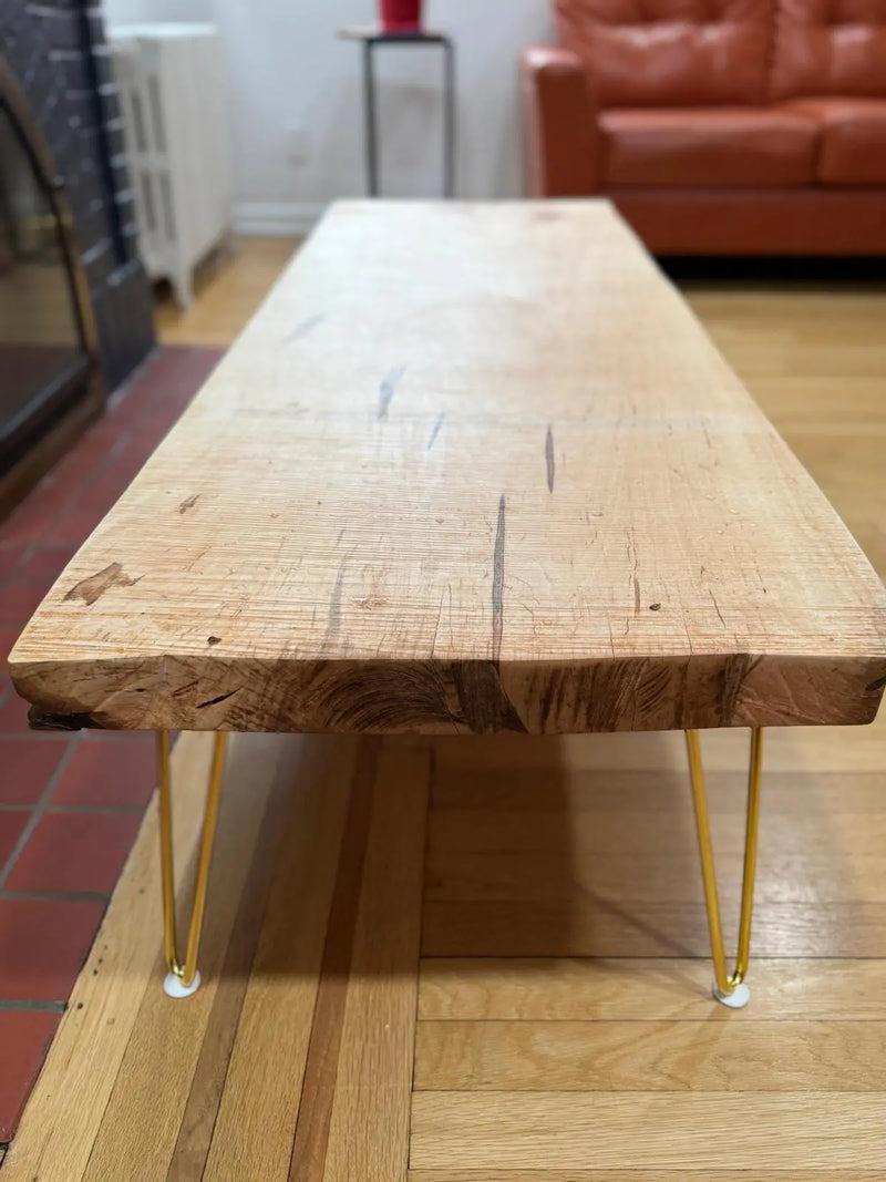 Live Edge Silver Maple Coffee Table 60x24 – Modern Rustic Decor – Handmade Wood Furniture Our3Designs