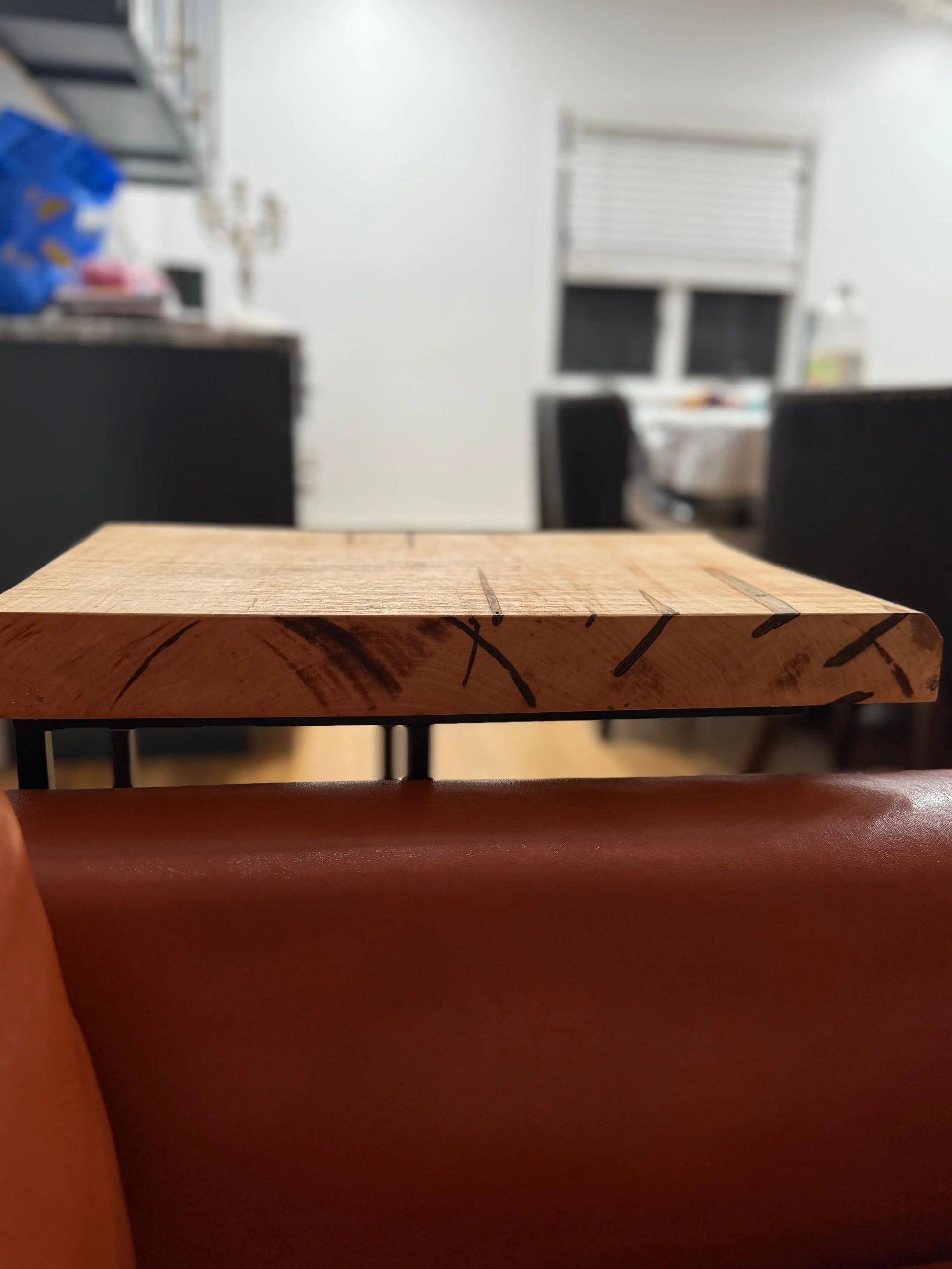 Handcrafted Silver Maple End Table – 2” Thick Live Edge Wood Top with Modern Steel Base | Rustic Industrial Accent Furniture Our3Designs