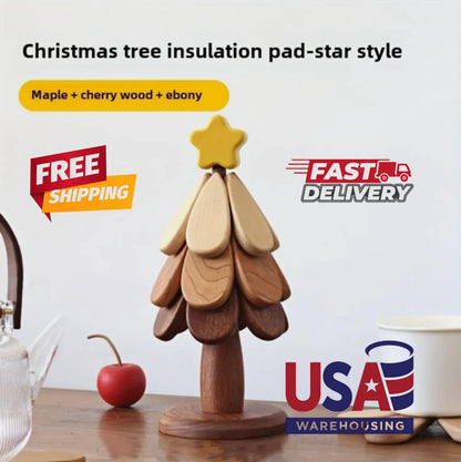 Christmas Tree Trivet Set -Maple, Cherry, and Ebony woods O3D