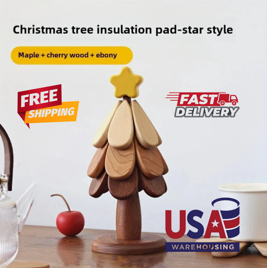 Christmas Tree Trivet Set -Maple, Cherry, and Ebony woods O3D