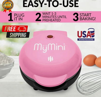 MyMini Heart Waffle Maker – Perfect Family Breakfast & Gift Idea | Non-Stick 5” Pink Cooker Our3Designs