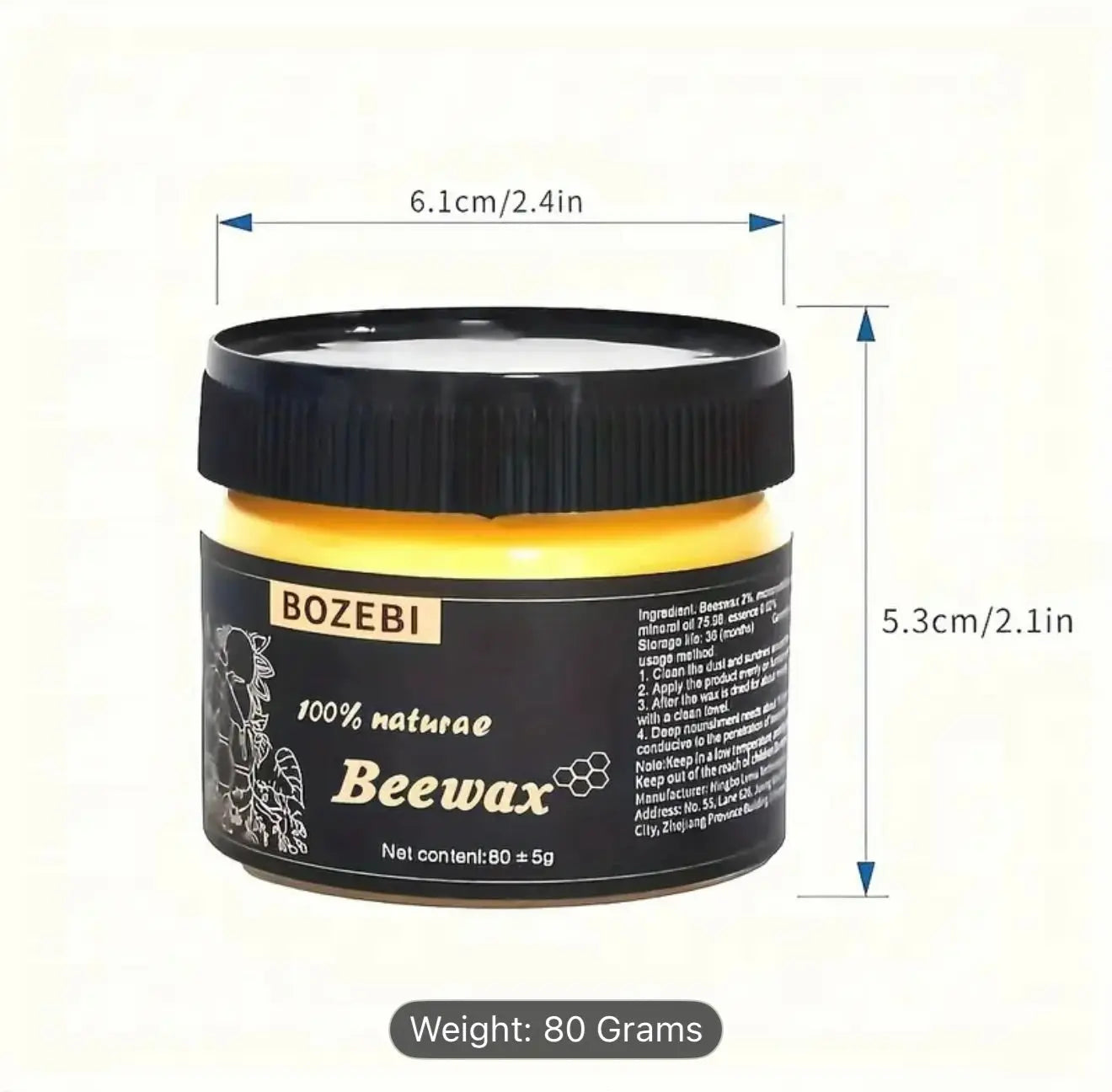 100% Natural Beeswax Polish 80g – Wood, Leather & Furniture Conditioner - Our3Designs