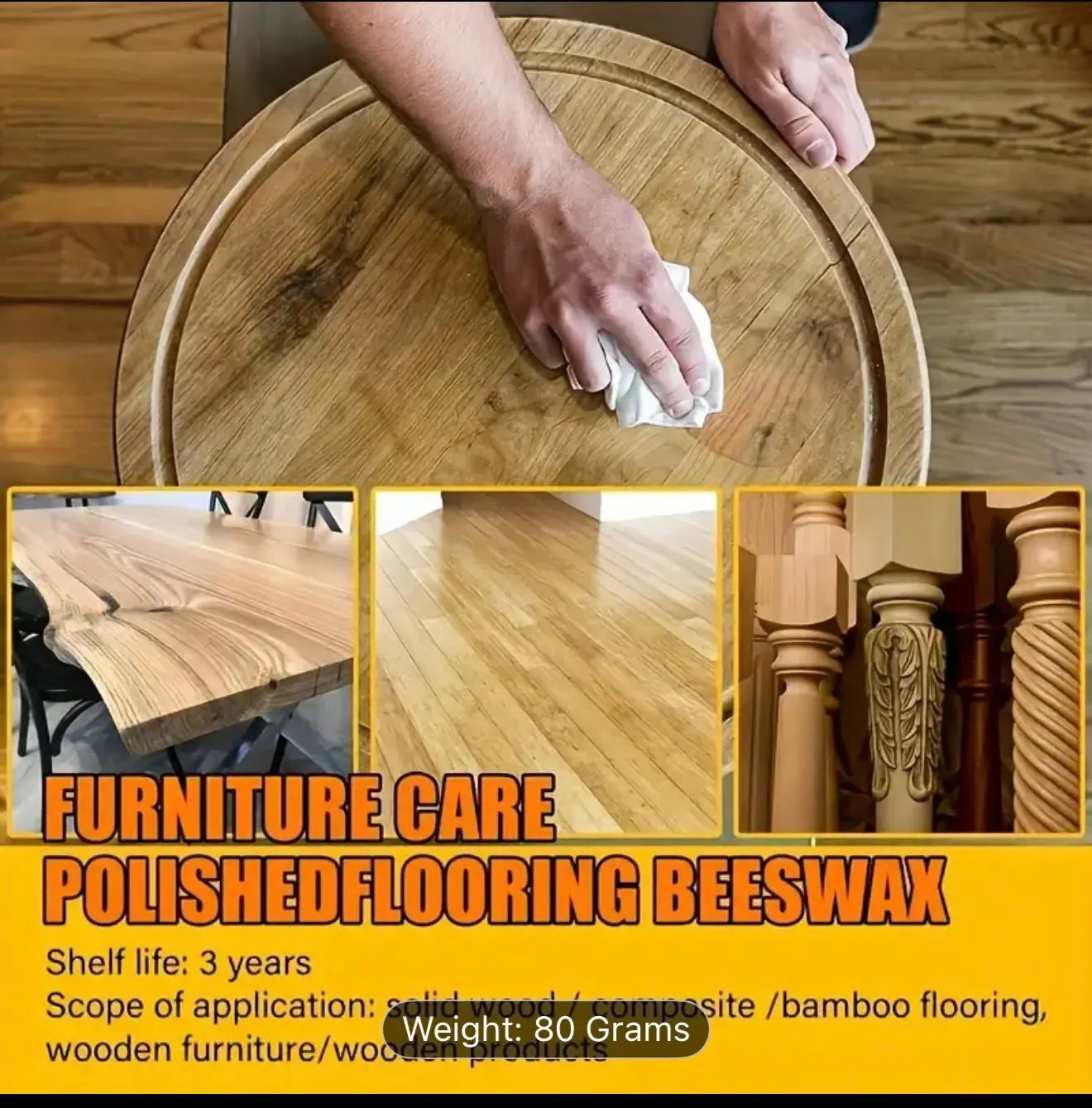 100% Natural Beeswax Polish 80g – Wood, Leather & Furniture Conditioner - Our3Designs