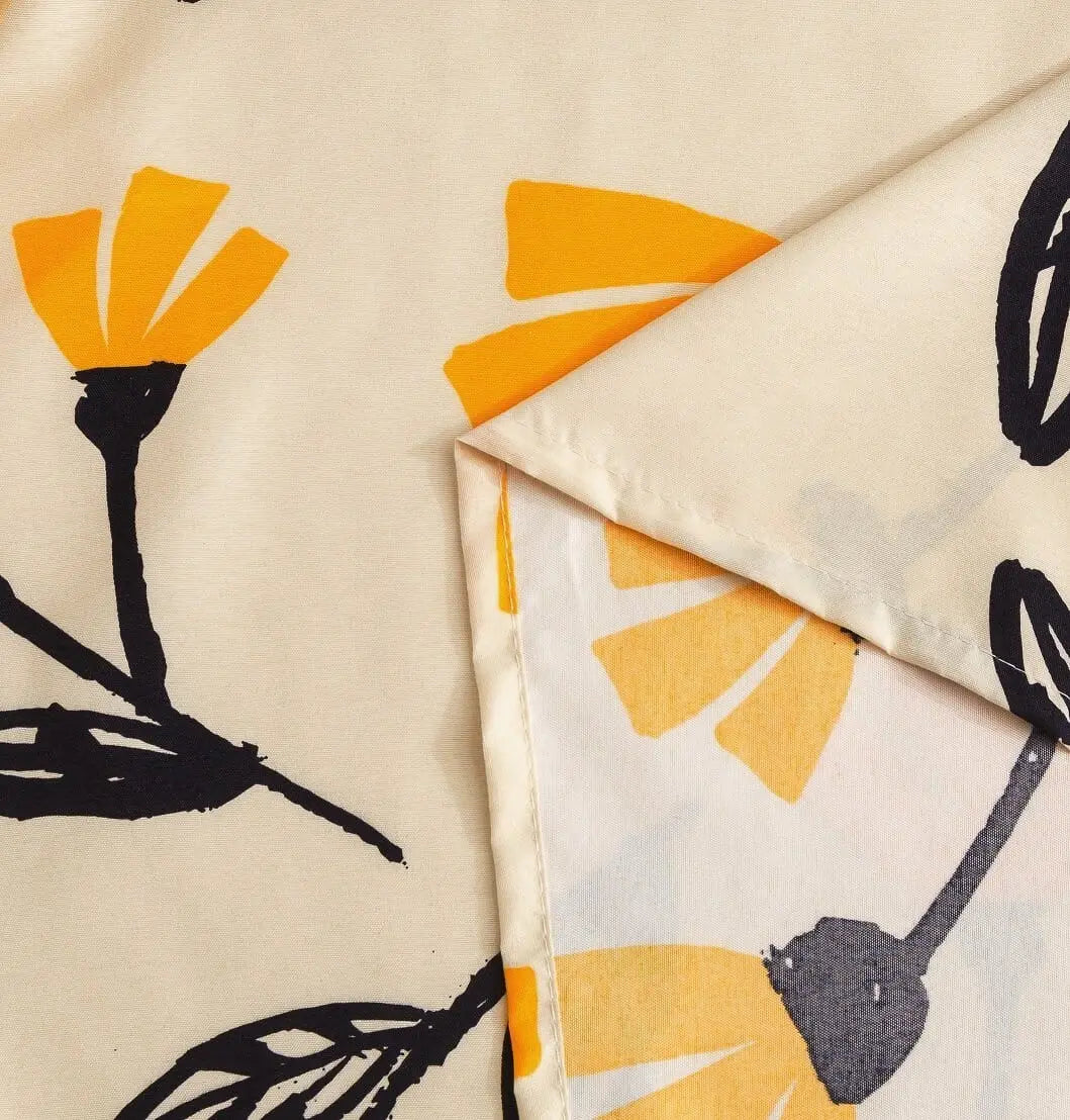 DaDa Bed in a Bag Bundle Set - Yellow Fleur Botanical Ivory Tan Floral Bedding Set (18112) DaDalogy Bedding Collection