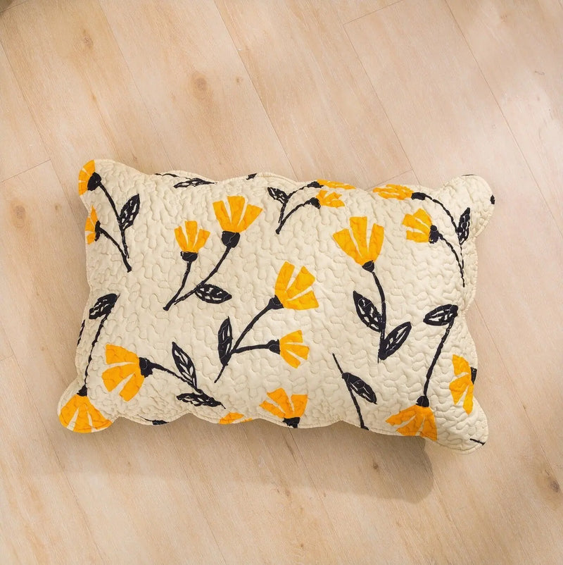 DaDa Bed in a Bag Bundle Set - Yellow Fleur Botanical Ivory Tan Floral Bedding Set (18112) DaDalogy Bedding Collection