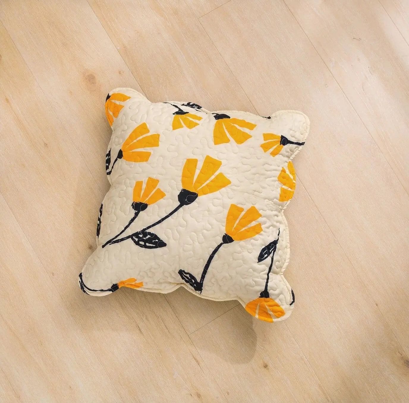 DaDa Bed in a Bag Bundle Set - Yellow Fleur Botanical Ivory Tan Floral Bedding Set (18112) DaDalogy Bedding Collection