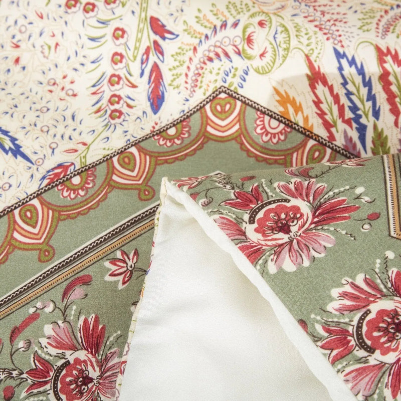 DaDa Bedding Botanical Cranberry Sage Chevron Floral Duvet Cover Set w/ Pillow Cases (JHW-924) DaDalogy Bedding Collection