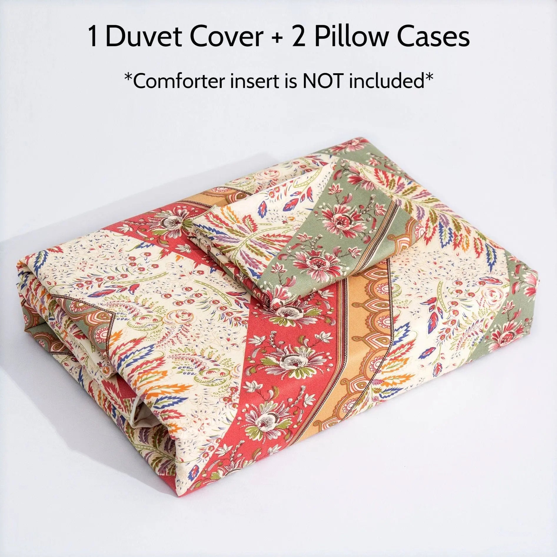 DaDa Bedding Botanical Cranberry Sage Chevron Floral Duvet Cover Set w/ Pillow Cases (JHW-924) DaDalogy Bedding Collection