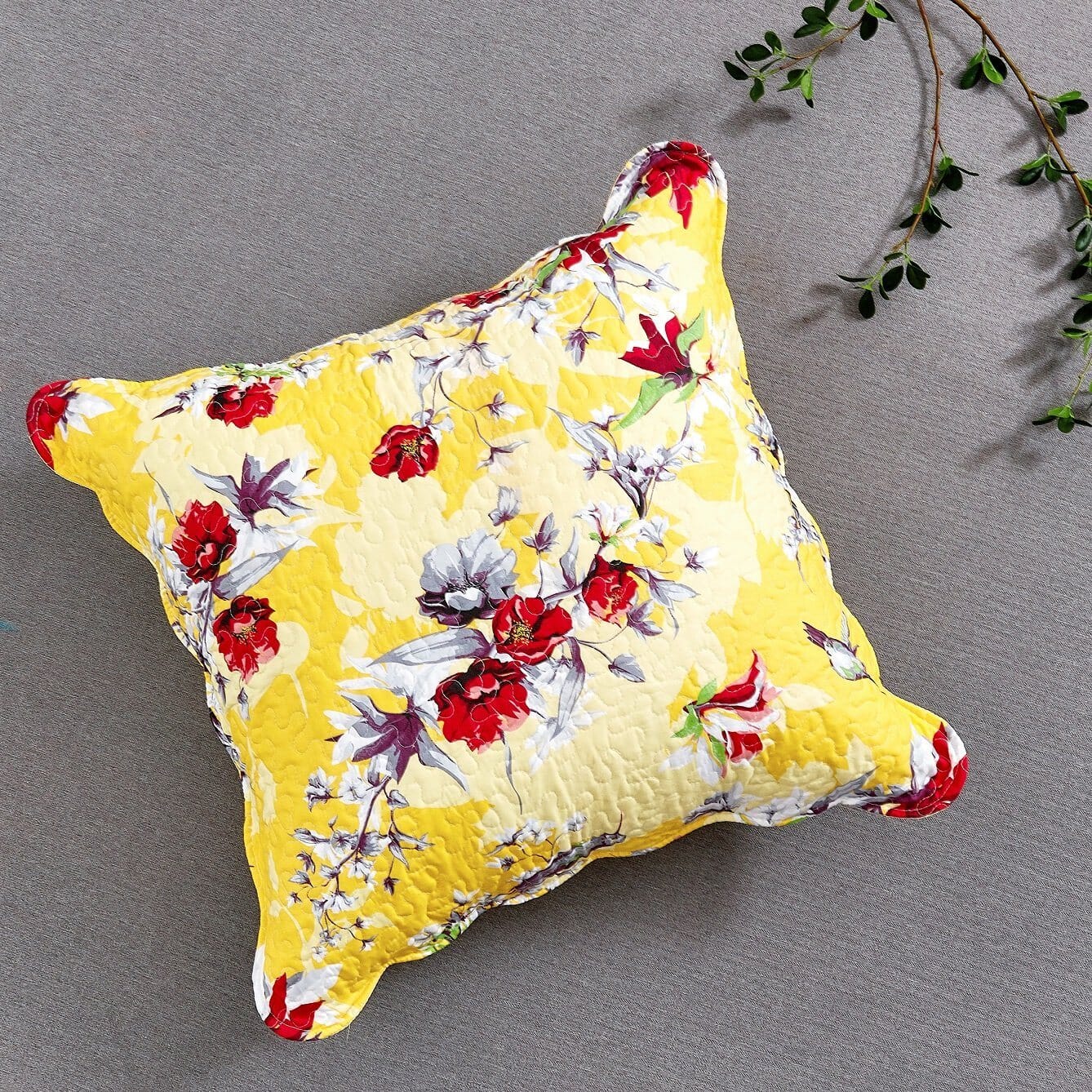DaDa Bedding Bed in a Bag Bundle Set - Radiant Sunshine Yellow Hummingbirds Floral Bedding Set (JHW-925) DaDalogy Bedding Collection