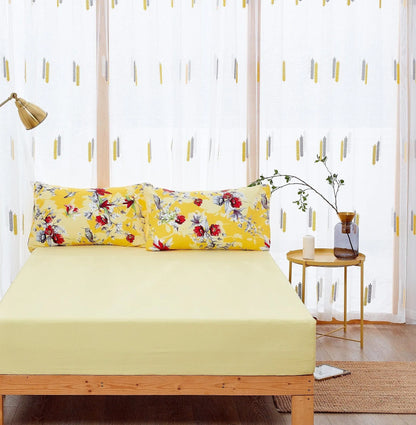 DaDa Bedding Bed in a Bag Bundle Set - Radiant Sunshine Yellow Hummingbirds Floral Bedding Set (JHW-925) DaDalogy Bedding Collection
