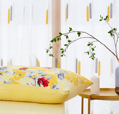 DaDa Bedding Bed in a Bag Bundle Set - Radiant Sunshine Yellow Hummingbirds Floral Bedding Set (JHW-925) DaDalogy Bedding Collection
