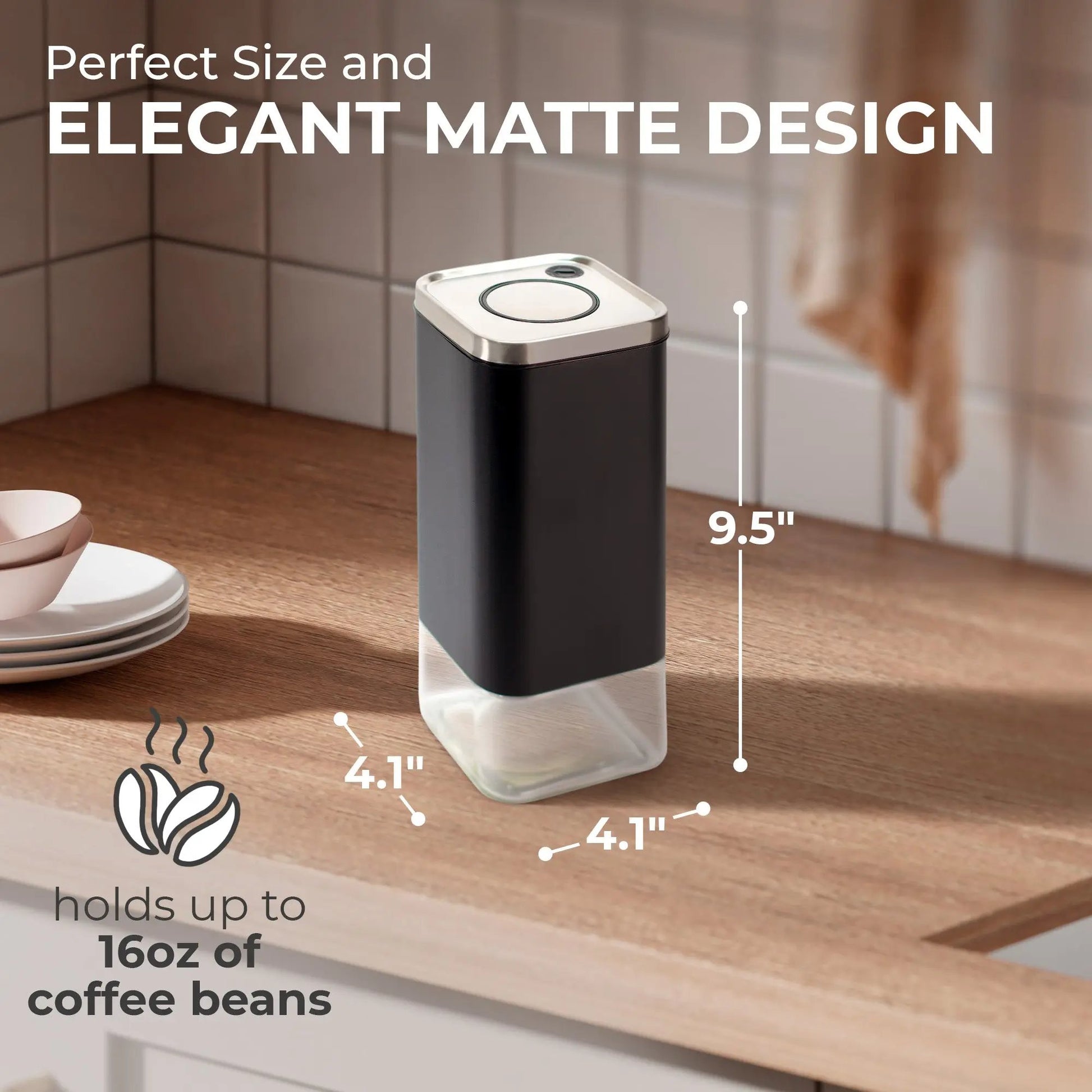 16oz Square Glass Storage Container, KF3022S Kaffe Products