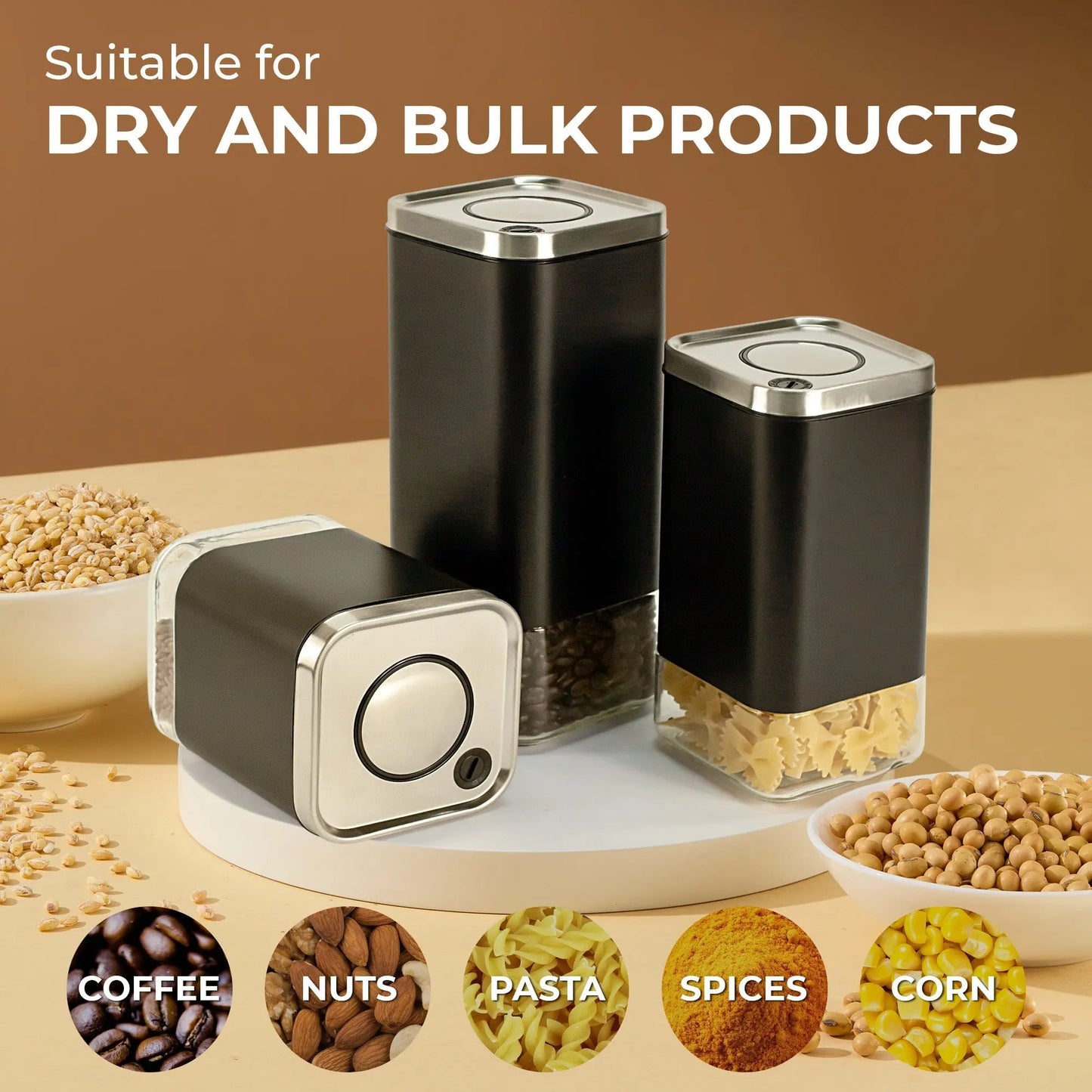 16oz Square Glass Storage Container, KF3022S Kaffe Products