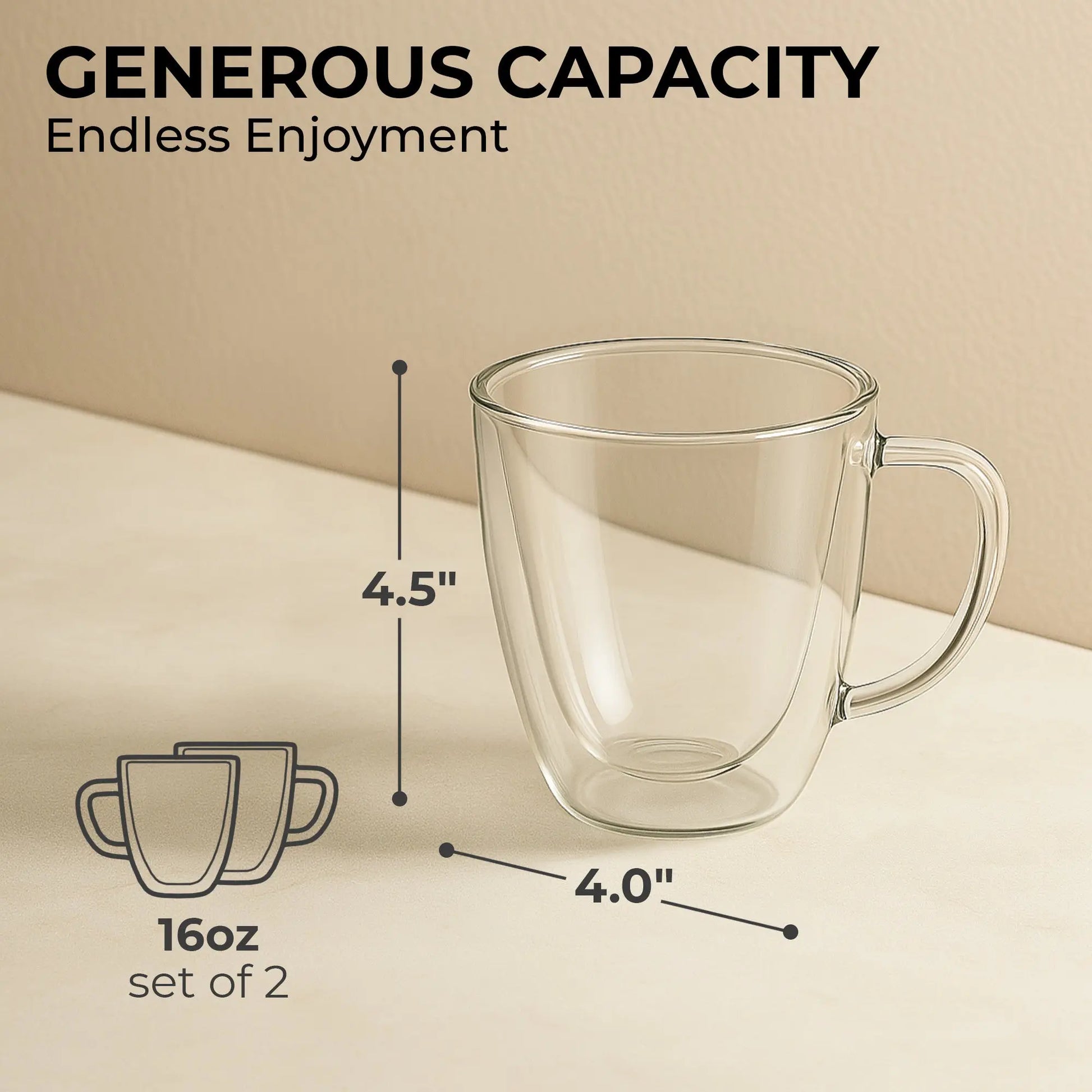 16oz Coffee Mug Set, KF4042 Kaffe Products