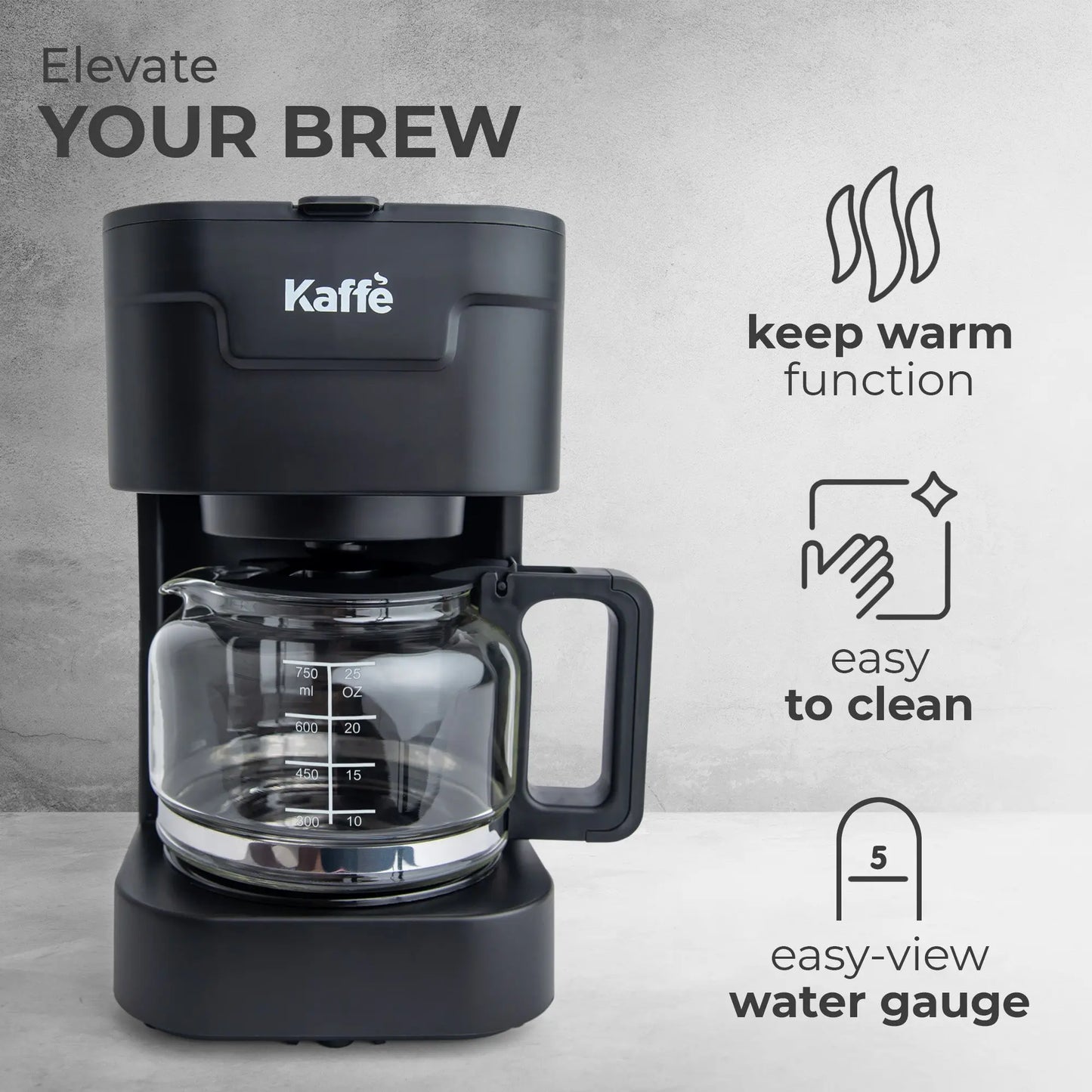 Coffee Maker (5-Cup) w/ Scoop, KFCM01 Kaffe Products