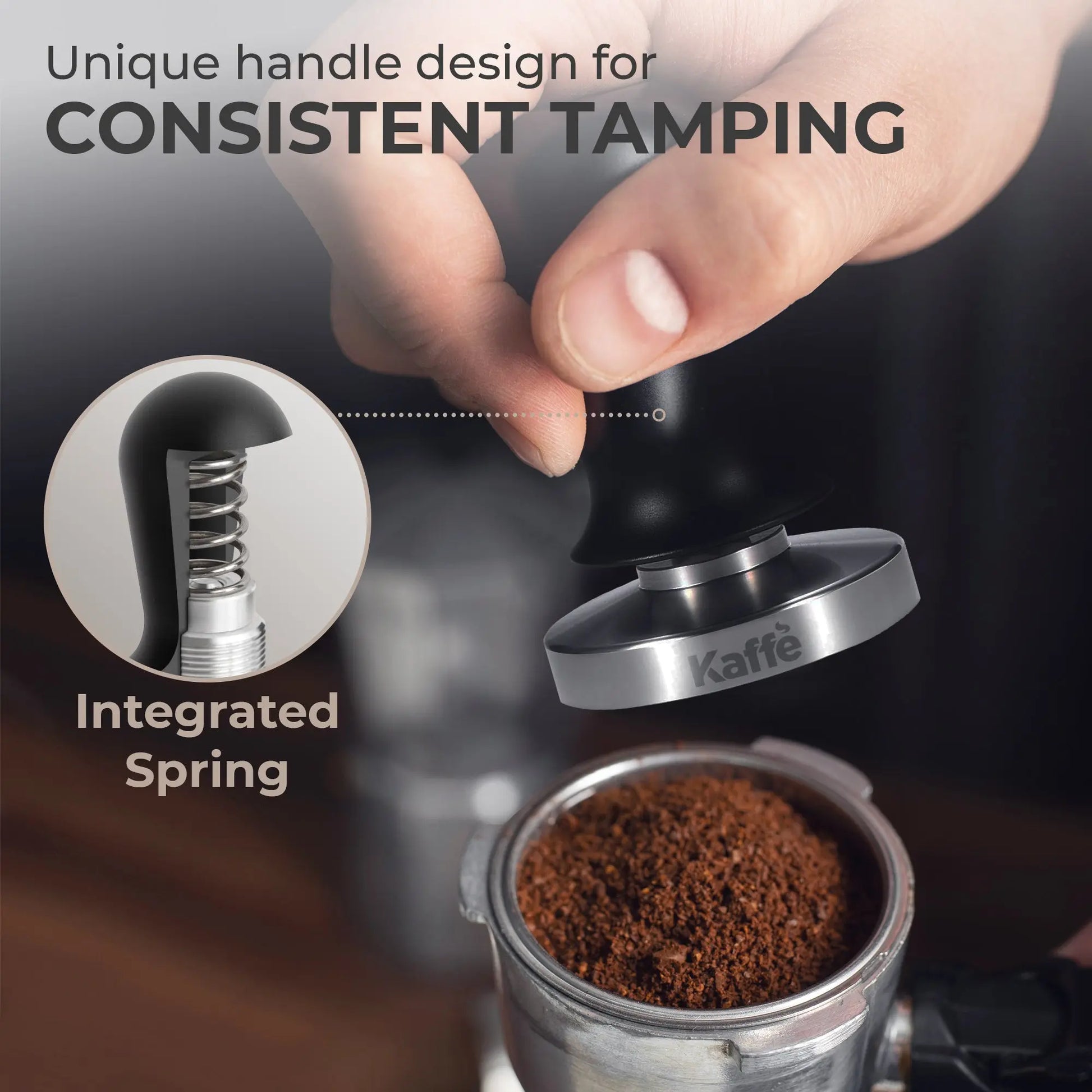 Espresso Tamper with Spring, 54mm, KFCT02-54 Kaffe Products