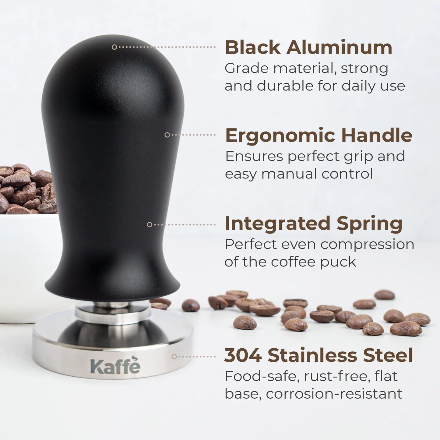 Espresso Tamper with Spring, 54mm, KFCT02-54 Kaffe Products
