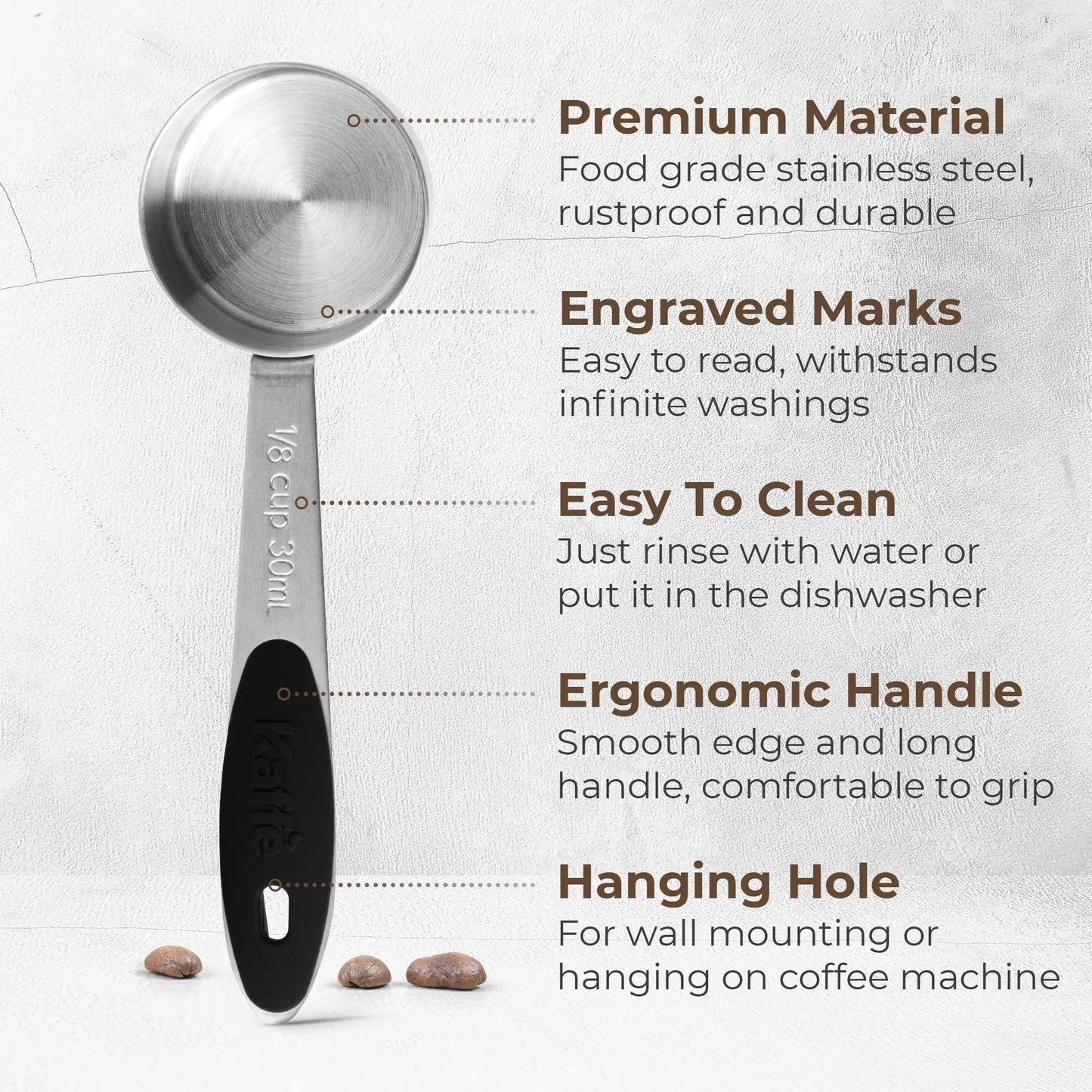 Coffee Measuring Spoon (1/8 cup), KFMS01 Kaffe Products