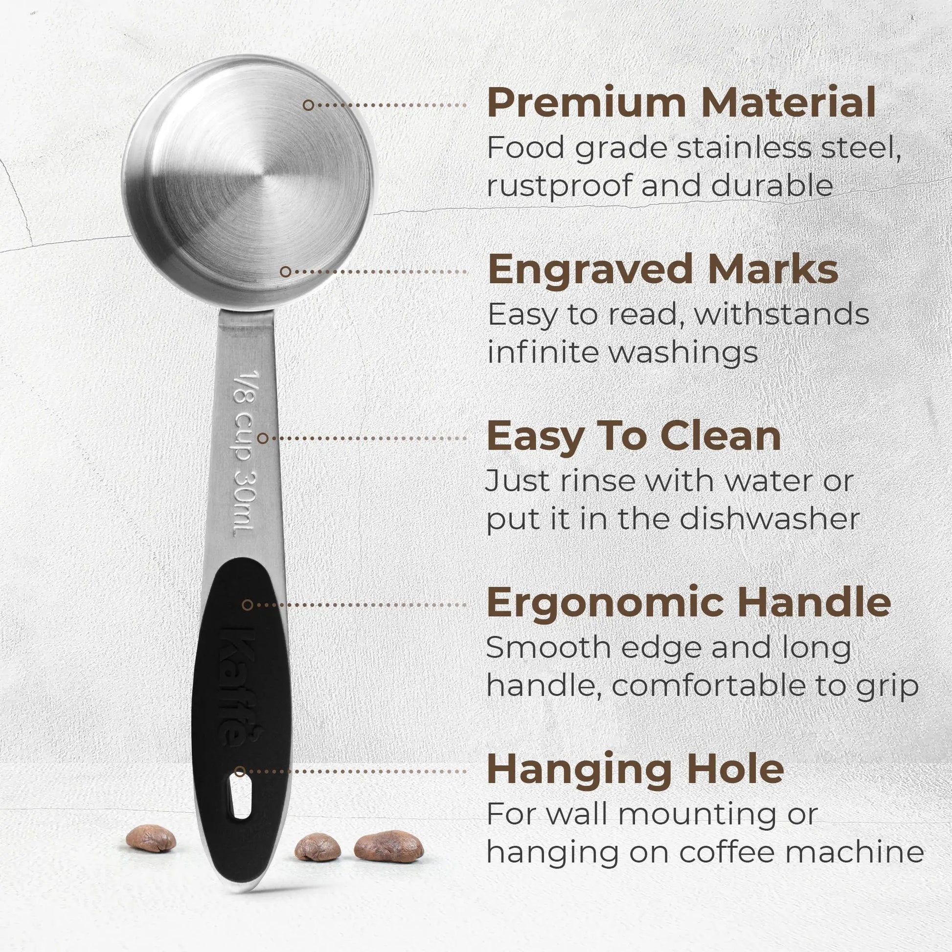 Coffee Measuring Spoon (1/8 cup), KFMS01 Kaffe Products