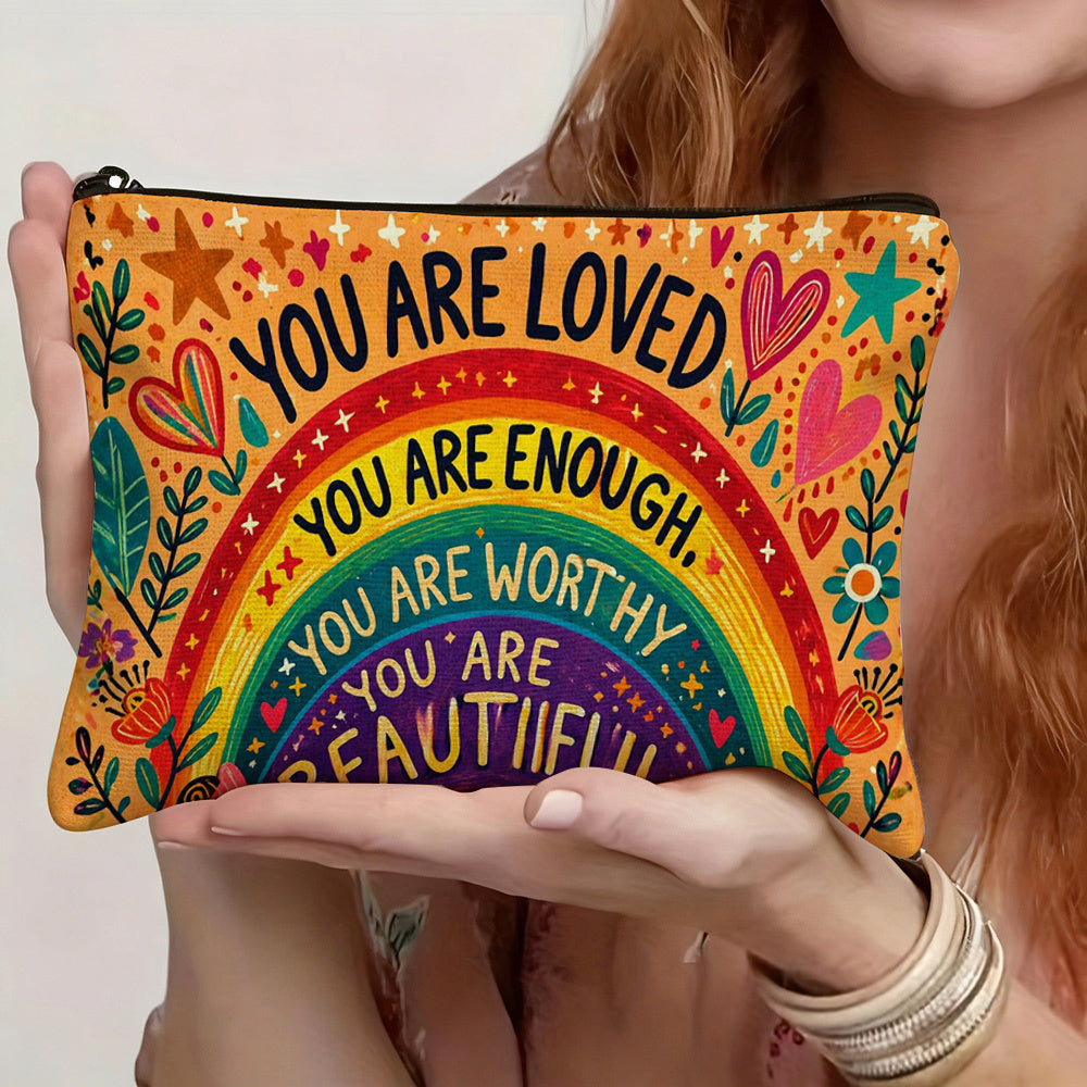 1pc, Multicolor Printed Cosmetic Bag