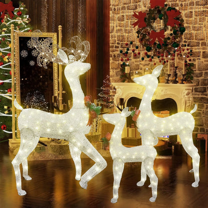 Enchanting 3-Piece Lighted Polar Bear Family Set for Magical Outdoor and Indoor Christmas Decor - 210 Warm LED Lights Included!
