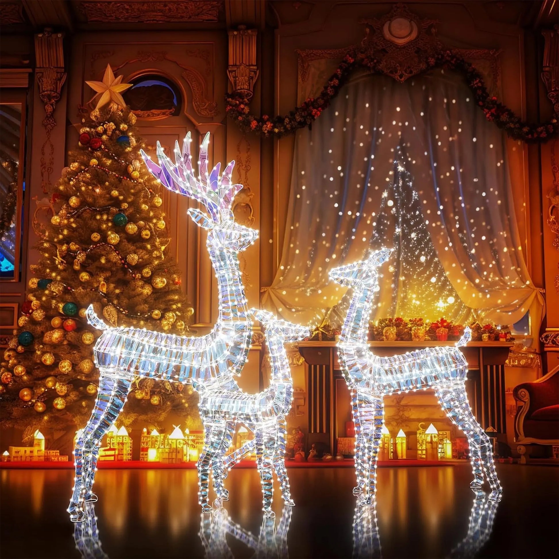 Enchanting 3-Piece Lighted Polar Bear Family Set for Magical Outdoor and Indoor Christmas Decor - 210 Warm LED Lights Included!