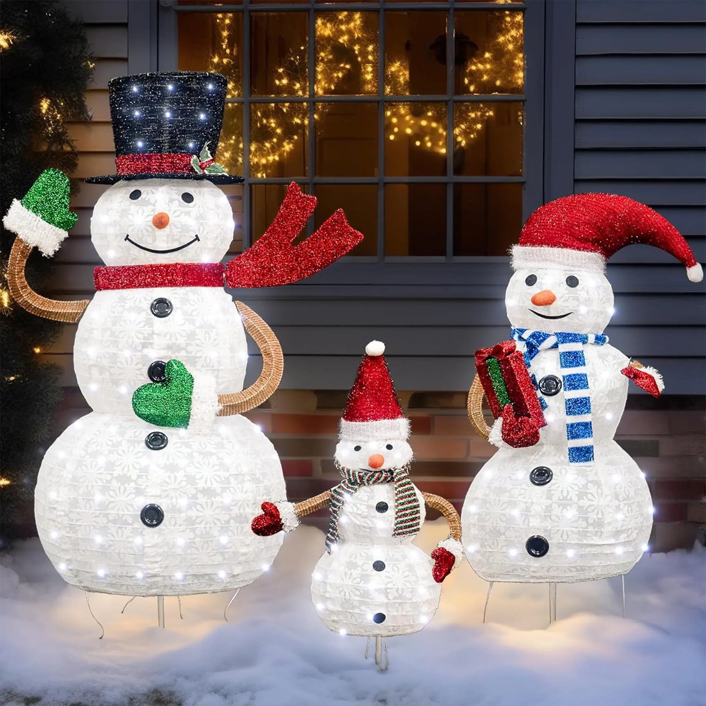 Enchanting 3-Piece Lighted Polar Bear Family Set for Magical Outdoor and Indoor Christmas Decor - 210 Warm LED Lights Included!