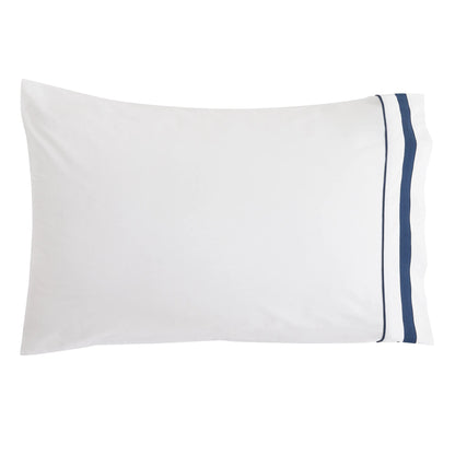 Classic Double Border Percale Cotton Pillowcase Pair Mélange Home