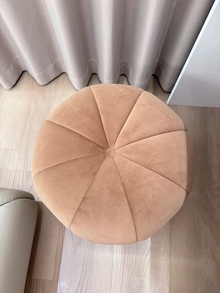 Cream Style Pumpkin Flannel Foot Seat, Luxury Bedroom Shoe Changing Stool