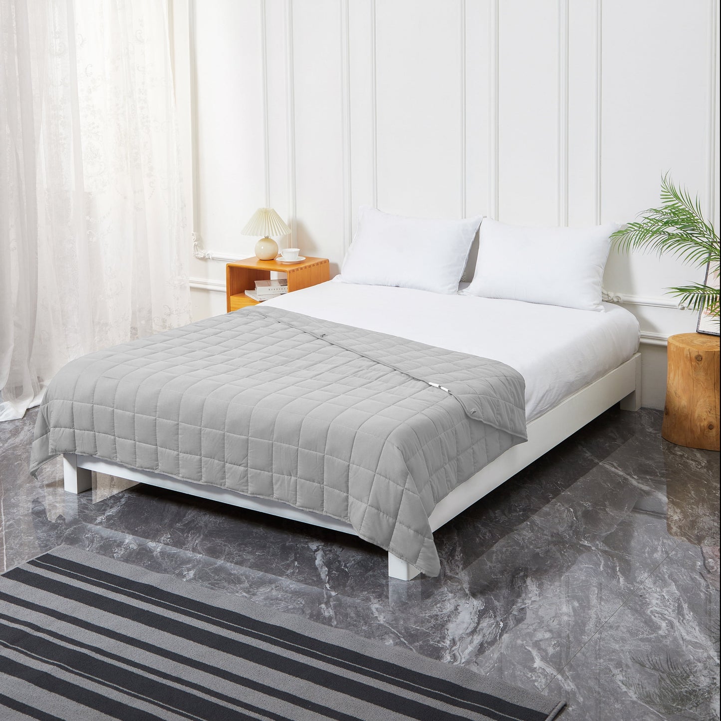 Snuggle Up with Our All-Season Cool & Breathable Gray Weighted Blanket! 🌙✨