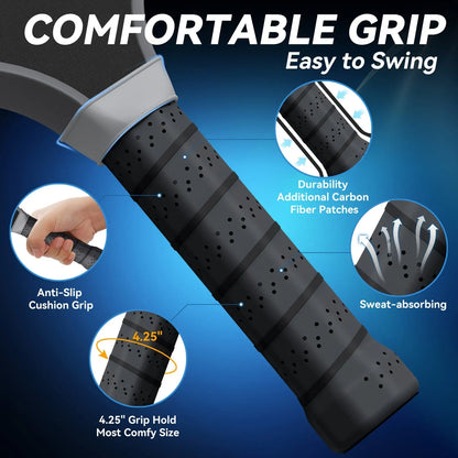 T700 Carbon Fiber Pickleball Paddle W/Carbon Abrasion Surface