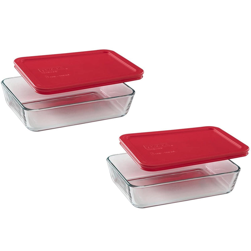 Get Your Meal Prep Game On with 2 Stylish 3-Cup Glass Dishes & 2 Chic Red Lids! 🍽️❤️