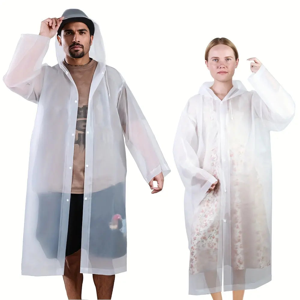 Waterproof Long Raincoat with Hood – Unisex Full-Length Rain Jacket, Lightweight Outdoor Rainwear, Black Trench Style Poncho 59”