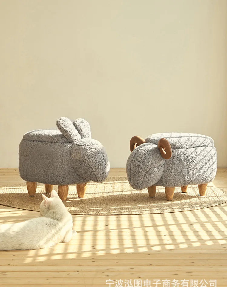Creative Sheep Footrest for Entryway, Storage Ottoman, Creative Shoe Bench