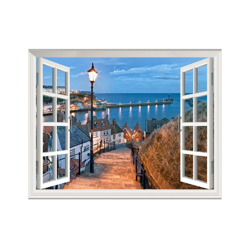 Window View Wall Art Poster Seaside Scenery Home Décor