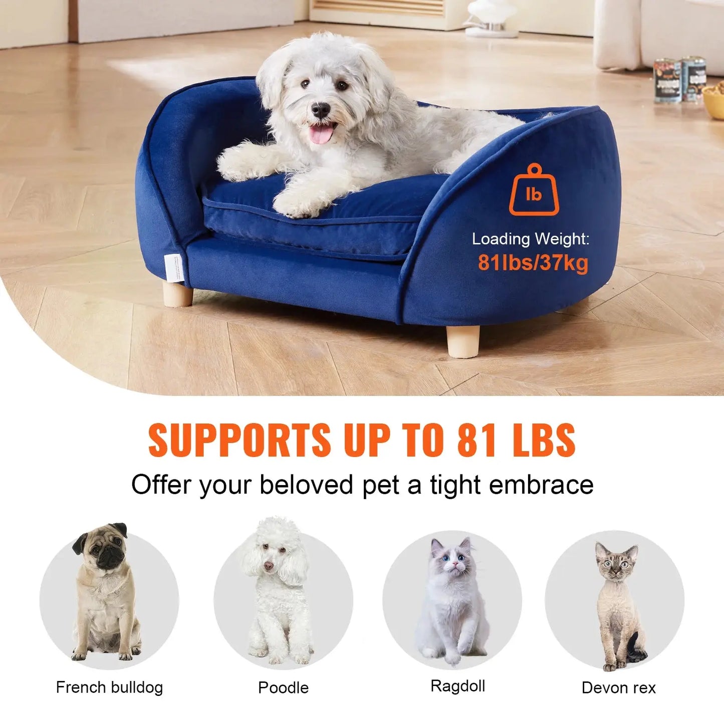 VEVOR Pet Sofa Dog Couch for Medium-Sized Dogs and Cats Soft Velvety Dog Sofa Bed for Living Room Bedroom Pet Store or Clinic Our3Designs