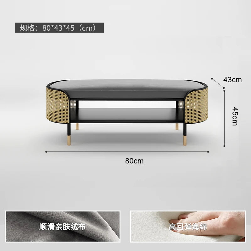 Newest Italian Creative Velvet Shoe Stool Luxury Modern Minimalist Shoe