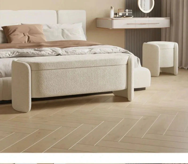 Nordic Lamb Wool Shoe Stool Bed End Stools Home Storage