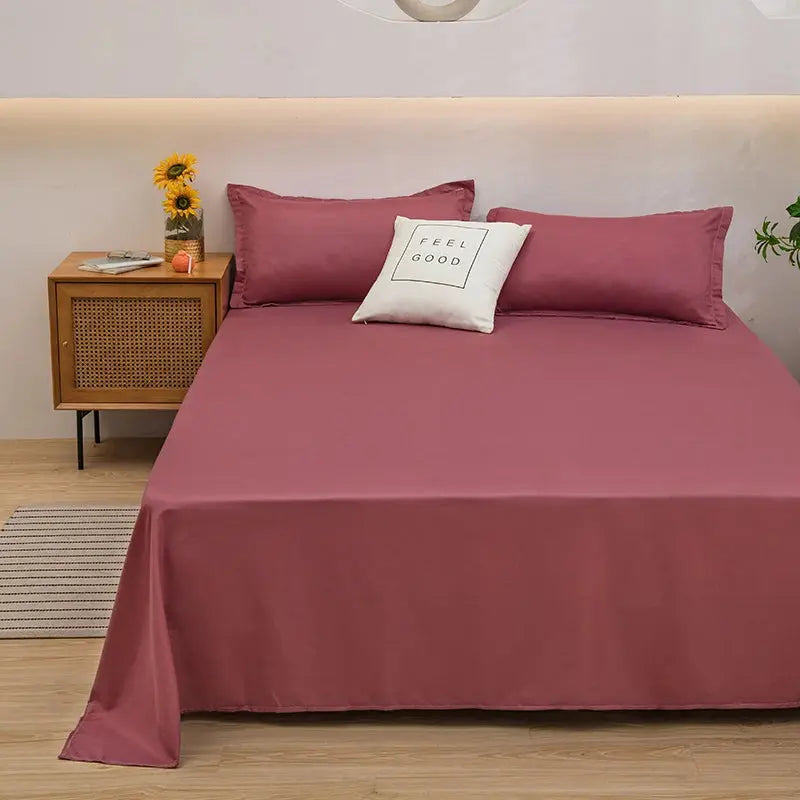 One Solid Color Simple Sheet Machine Washable Single Double Bed Linen Student Dormitory Sheet (pillowcase Not Included) Our3Designs