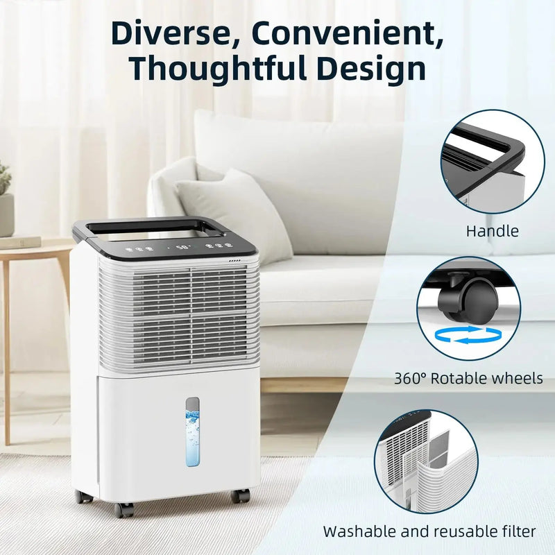 Dehumidifier 16 L/day, Ultra-quiet Electric Intelligent Central Control, Auto Mode, Moisture Display, 24h Timer Home Appliances Our3Designs