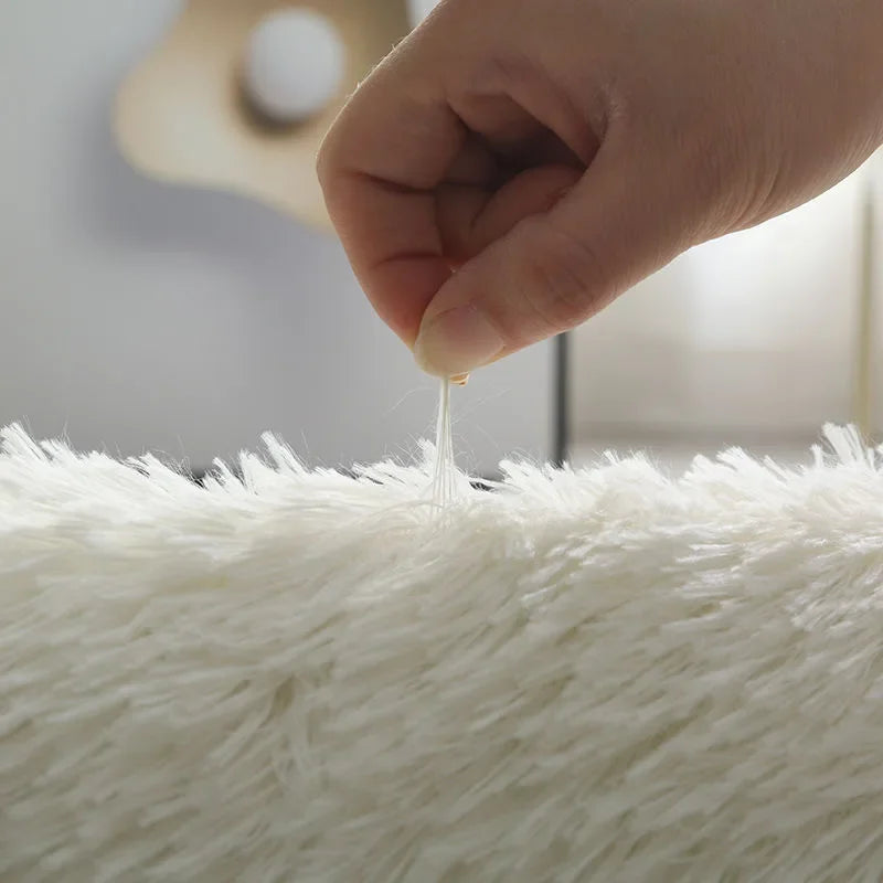 White Fluffy Hall Carpet Modern Living Room Bedroom Home Décor